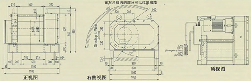 LX850型FUJI電動絞盤尺寸