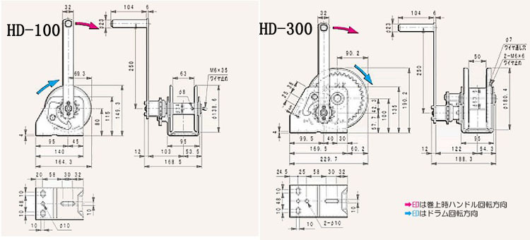 HD型FUJI手搖絞盤尺寸結構圖